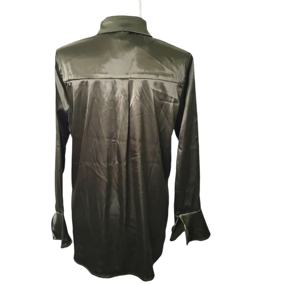 Remi x Resolve Women's Serena Button Up Blouse Size XS Dark Green - Picture 7 of 12